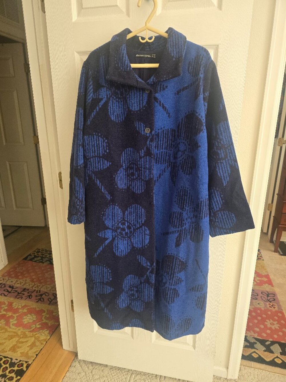 Gudrun Sjoden Blue and Black Wool Coat XXL Like New